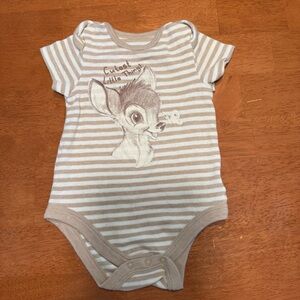 Disney Baby Bambi Bodysuit -‎ Beige and White 6-9M